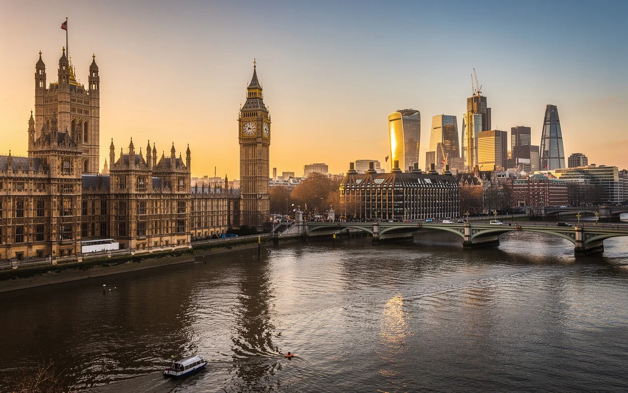 Westminster, Big Ben et la Tamise à Londres, société offshore au Royaume-Uni